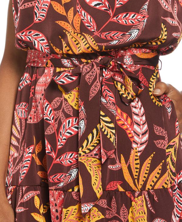 Rafaella Leaf Print Belted Dress