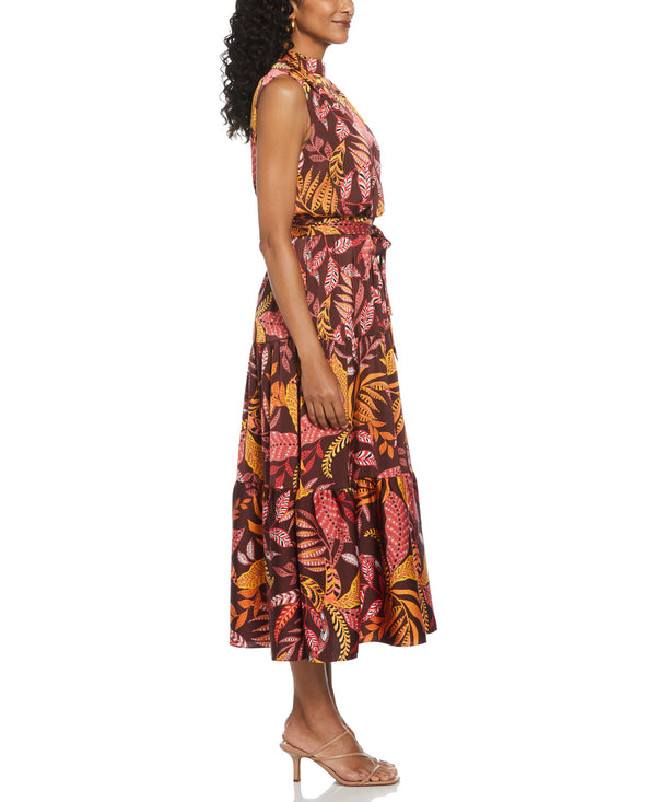 Rafaella Leaf Print Belted Dress