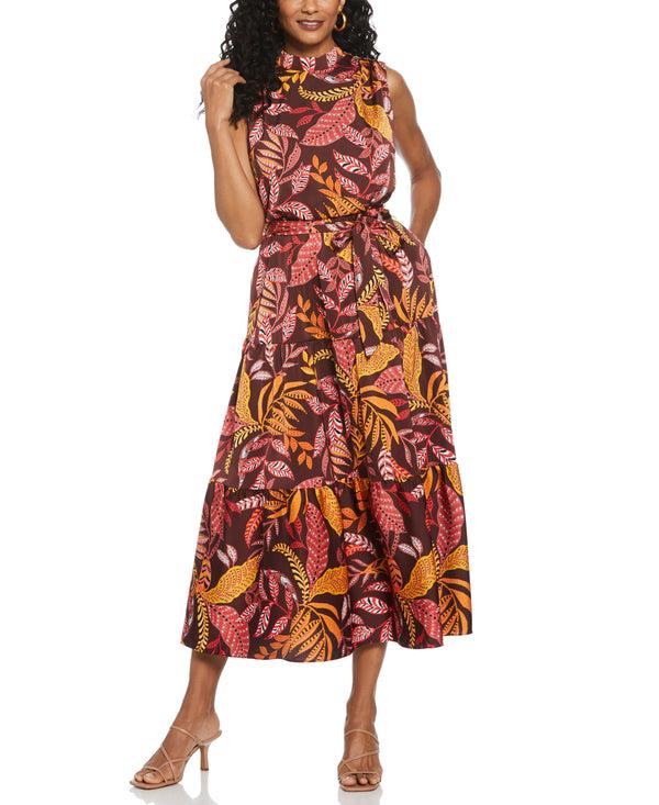 rafaella Leaf Print Belted Dress