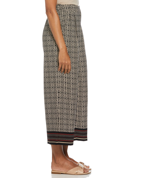 Rafaella Medallion Print Wide Leg Crop Pant