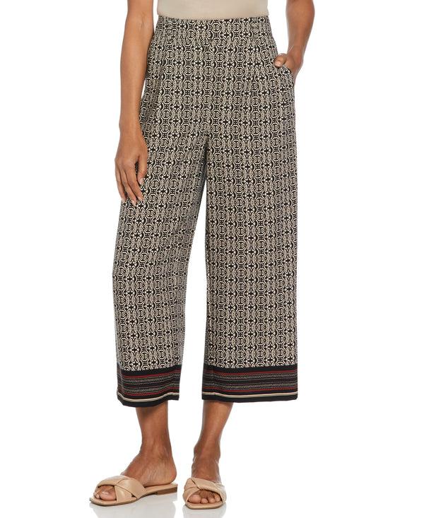 rafaella Medallion Print Wide Leg Crop Pant