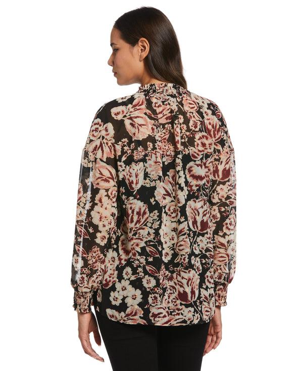 Rafaella Metallic Blooms Print Shirt