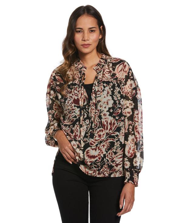 rafaella Metallic Blooms Print Shirt