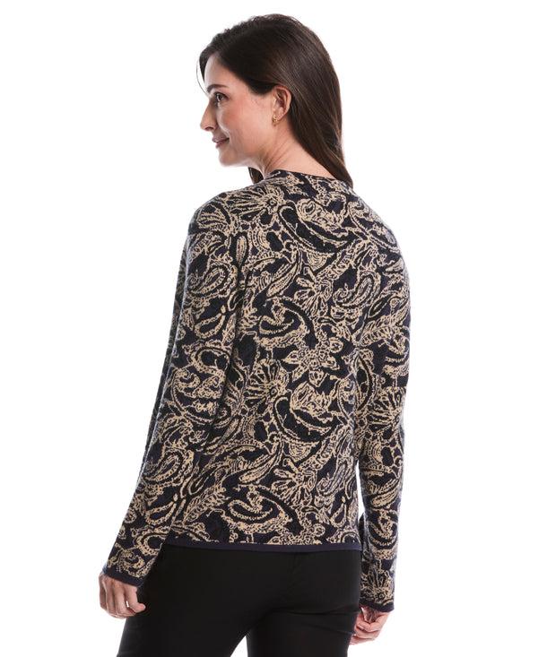 Rafaella Paisley Print Mock Neck Sweater