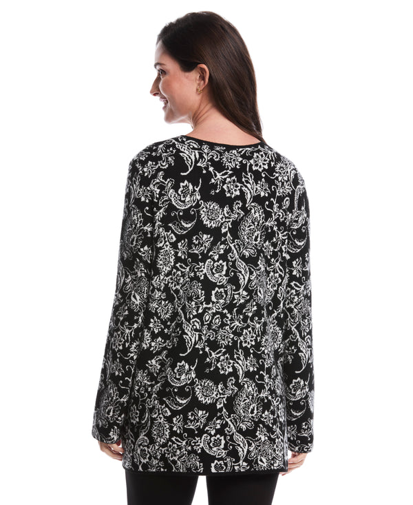 Rafaella Paisley Print Patch Pocket Open Cardigan