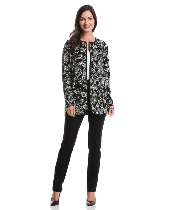 Rafaella Paisley Print Patch Pocket Open Cardigan