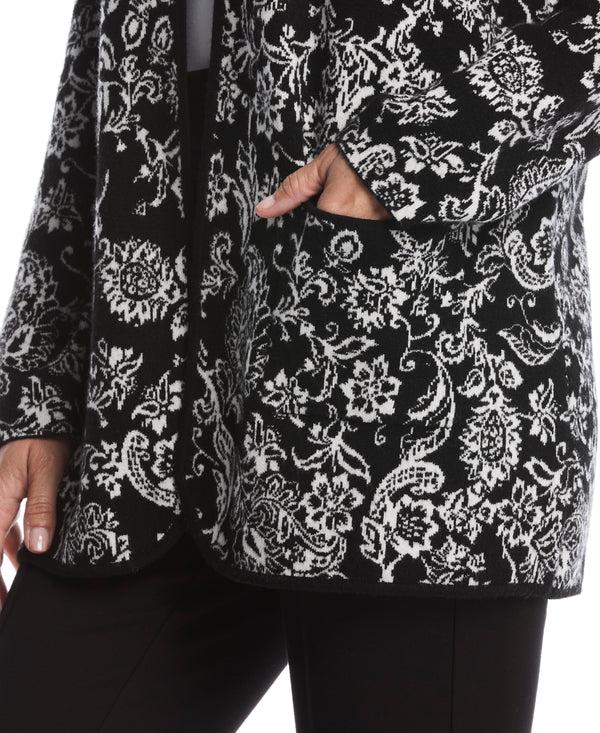 Rafaella Paisley Print Patch Pocket Open Cardigan