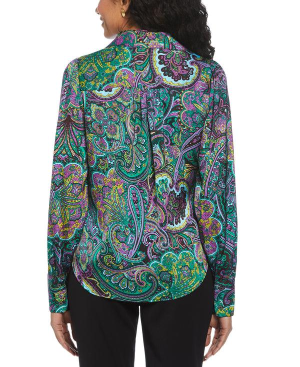 Rafaella Paisley Print Shine Satin Blouse