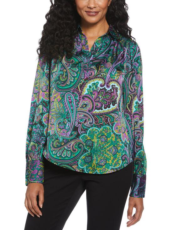 rafaella Paisley Print Shine Satin Blouse