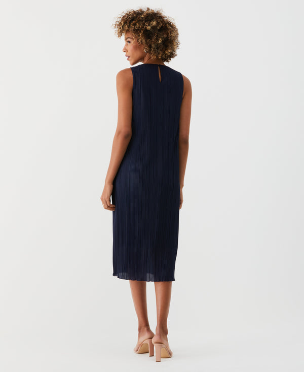 Rafaella Partially Lined Plisse Midi Dress