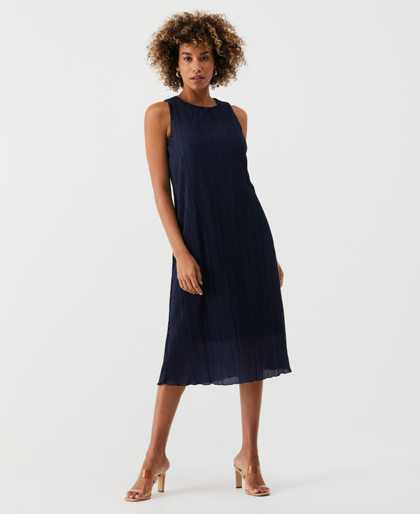 Rafaella Partially Lined Plisse Midi Dress