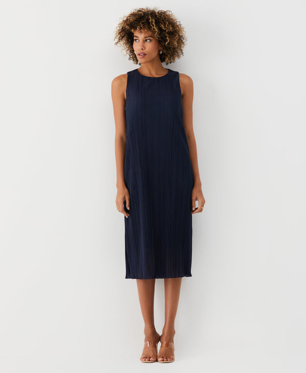 rafaella Partially Lined Plisse Midi Dress