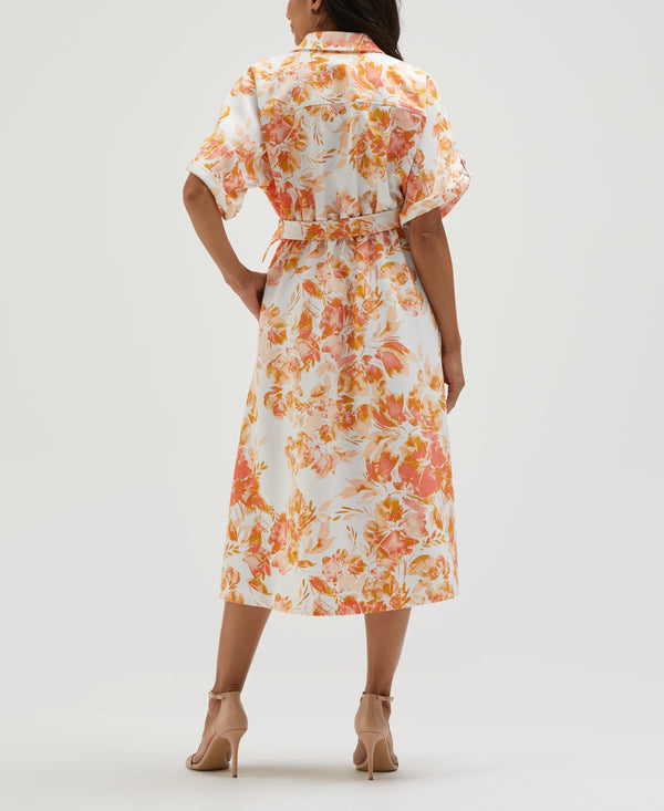 Rafaella Petite Floral Print Utility Shirt Dress