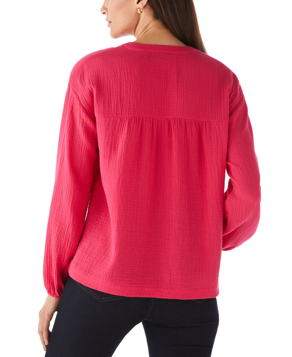 Rafaella Petite Size Solid Gauze Top