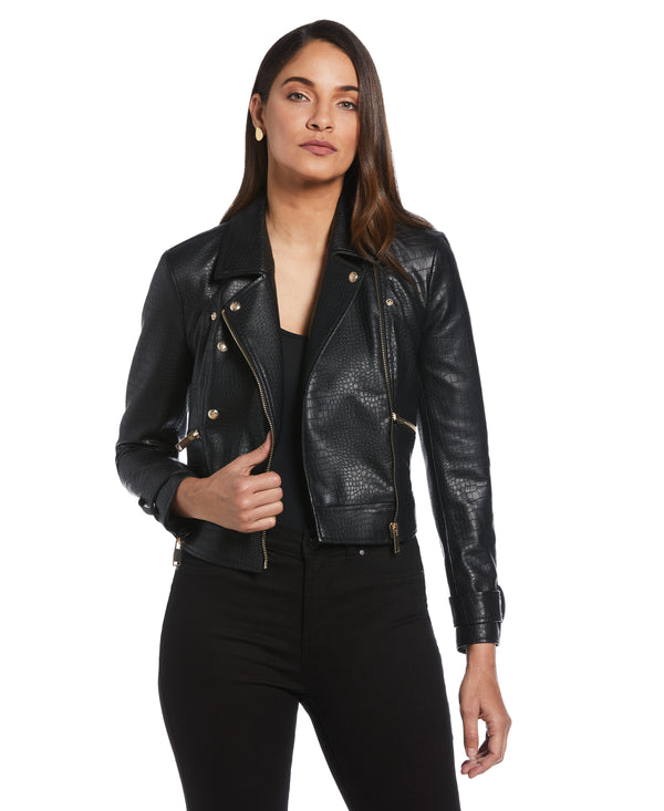 Rafaella Petite Vegan Leather Moto Jacket