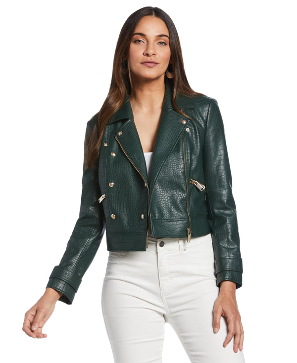 rafaella Petite Vegan Leather Moto Jacket