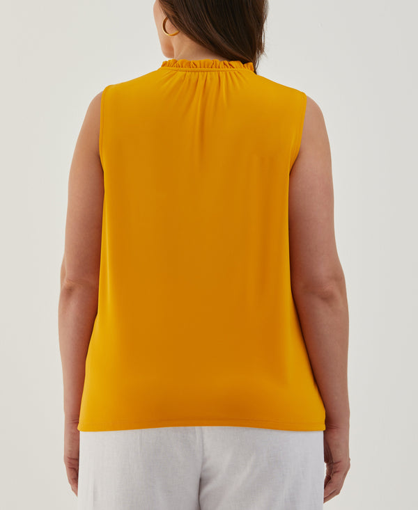 Rafaella Plus Size Button Front Ruffle Tank Top