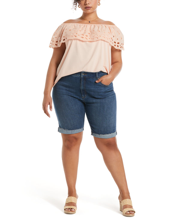 Rafaella Plus Size Classic Fit Denim Bermuda Short