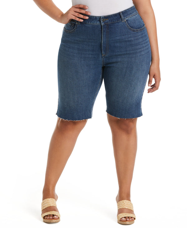rafaella Plus Size Classic Fit Denim Bermuda Short
