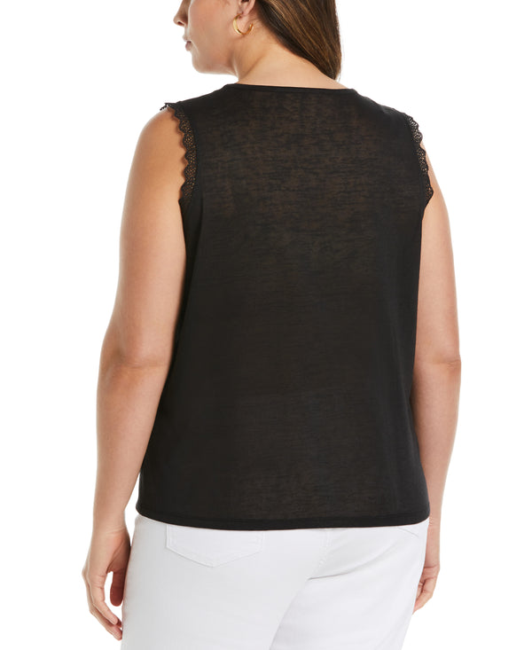 Rafaella Plus Size Crochet Trim Top