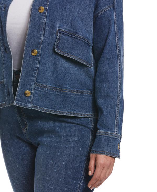 Rafaella Plus Size Cropped Oversized Denim Jacket