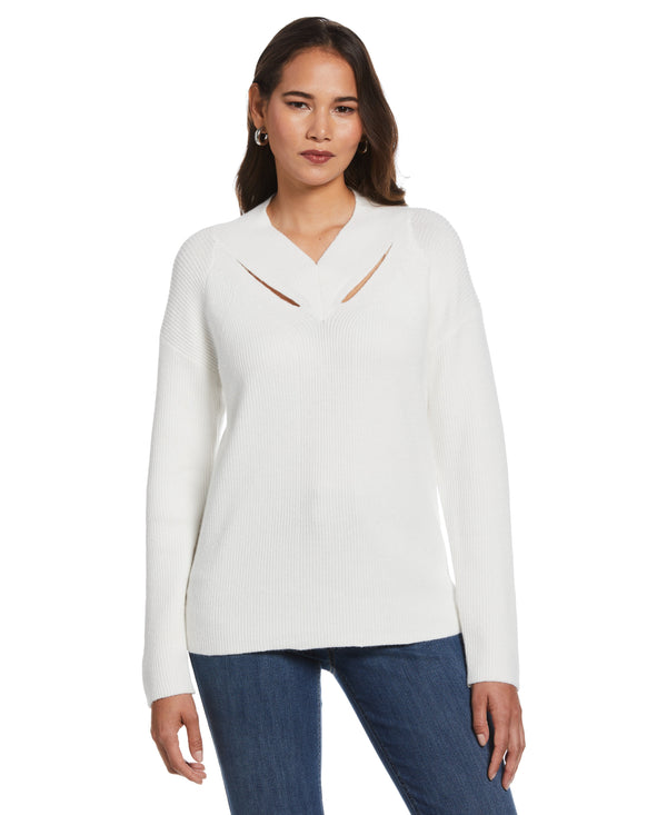 Rafaella Plus Size Cutout Neck Sweater