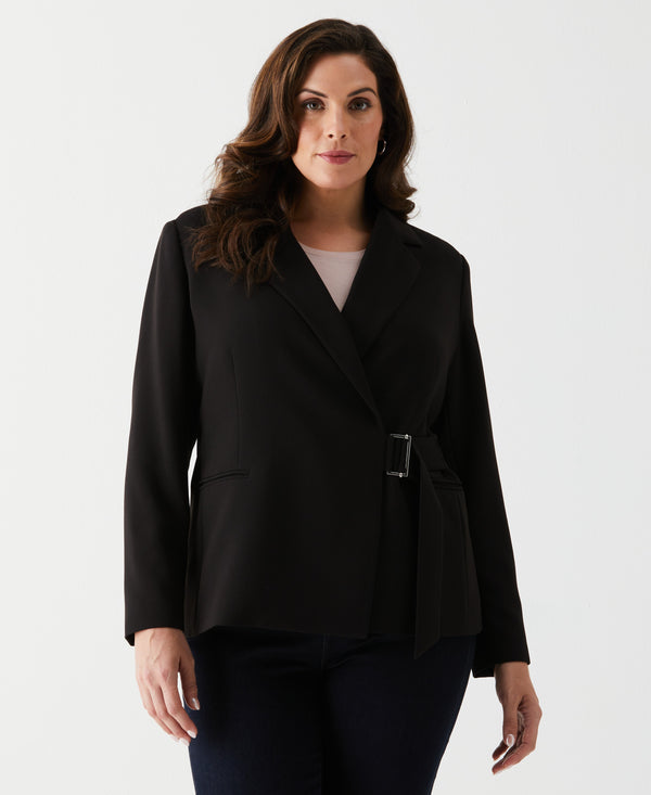 Rafaella Plus Size Double Breasted Tie Wrap Blazer