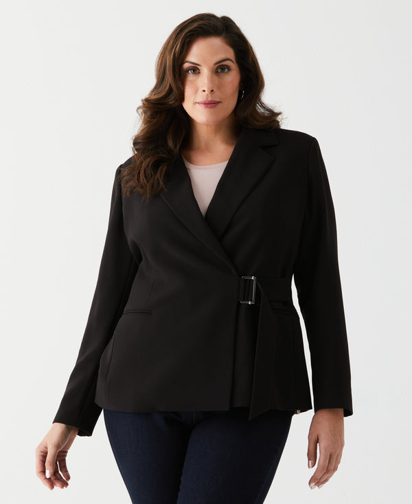 rafaella Plus Size Double Breasted Tie Wrap Blazer