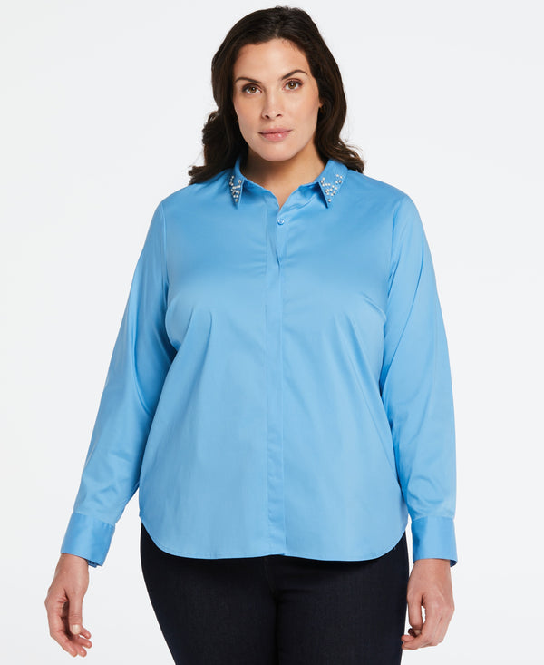 Rafaella Plus Size Embellished Collar Blouse