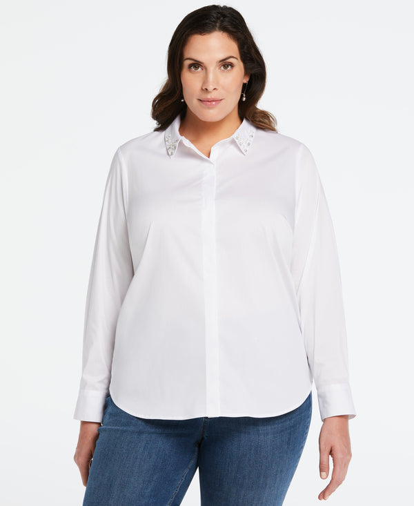 rafaella Plus Size Embellished Collar Blouse