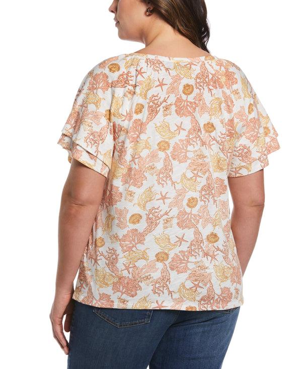 Rafaella Plus Size Flutter Raglan Sleeve Tee