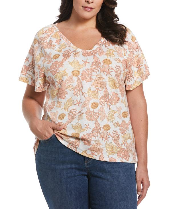 Rafaella Plus Size Flutter Raglan Sleeve Tee