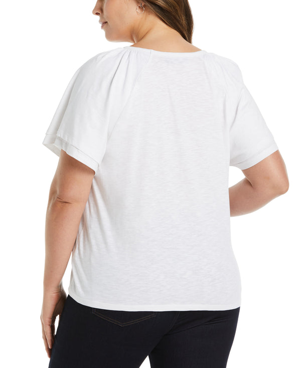 Rafaella Plus Size Flutter Raglan Sleeve Tee