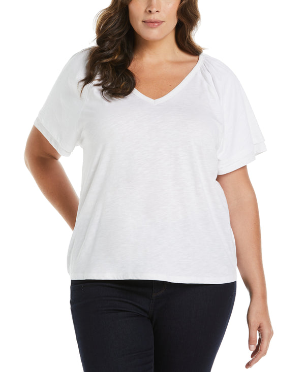 rafaella Plus Size Flutter Raglan Sleeve Tee