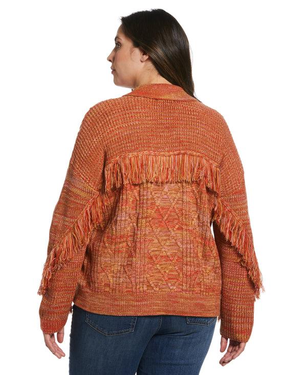 Rafaella Plus Size Fringe Trim Polo Sweater