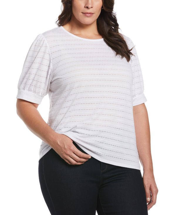 rafaella Plus Size Knit Puff Sleeve Top