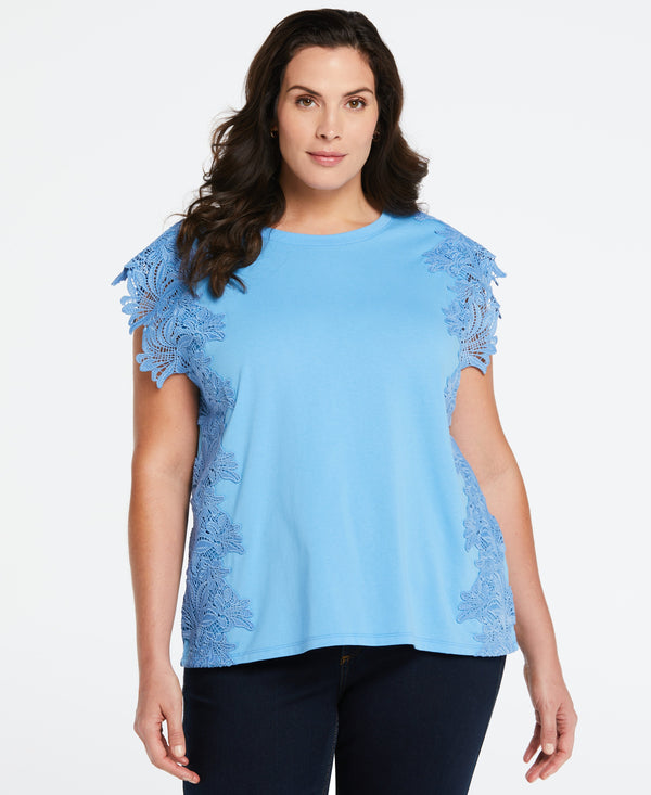 Rafaella Plus Size Knit Top With Lace Detail