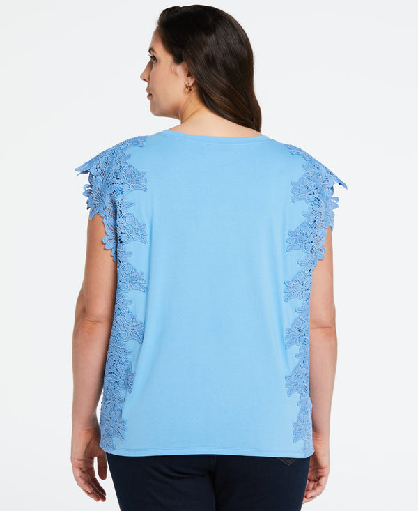 Rafaella Plus Size Knit Top With Lace Detail