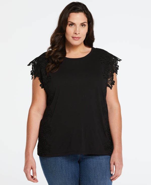 Rafaella Plus Size Knit Top With Lace Detail
