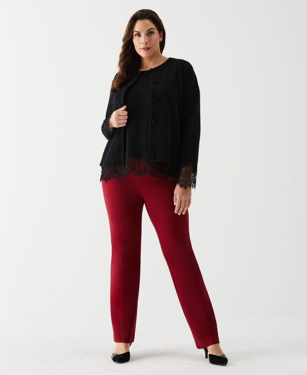 Rafaella Plus Size Lace Trim Button Cardigan