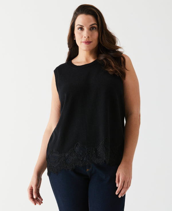 rafaella Plus Size Lace Trim Shell