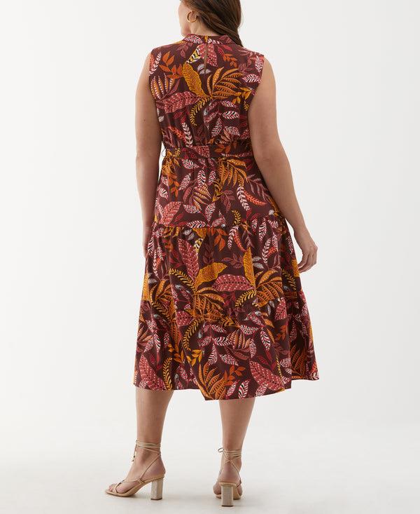 Rafaella Plus Size Leaf Print Belted Dress