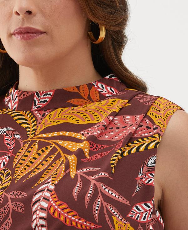 Rafaella Plus Size Leaf Print Belted Dress