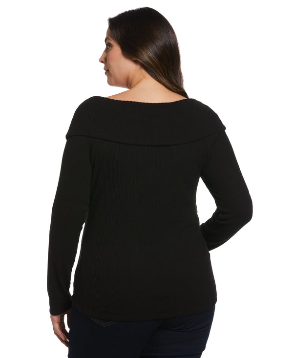 Rafaella Plus Size Marilyn Ribbed Crossover Top