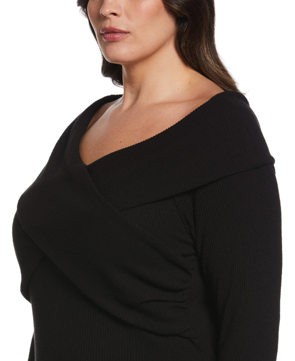 Rafaella Plus Size Marilyn Ribbed Crossover Top
