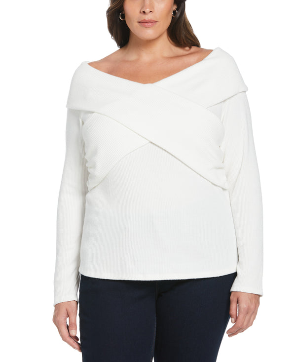 Rafaella Plus Size Marilyn Ribbed Crossover Top