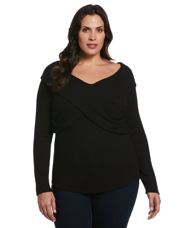 rafaella Plus Size Marilyn Ribbed Crossover Top
