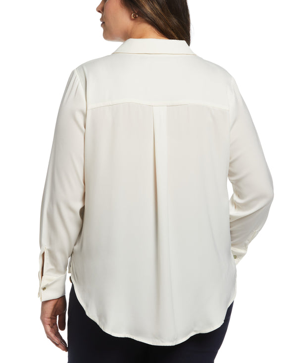 Rafaella Plus Size Notch Collar Blouse