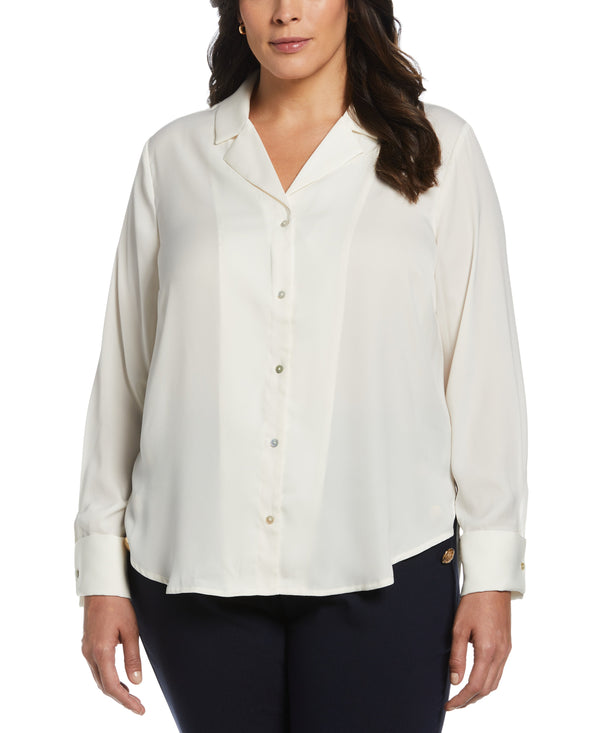 rafaella Plus Size Notch Collar Blouse