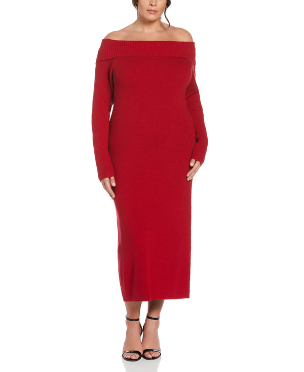 rafaella Plus Size Off-the-Shoulder Sweater Dress